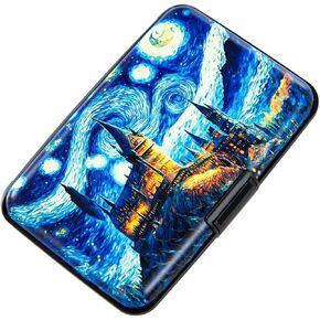 Credit Card Holder, Metal Card Wallet RFID Blocking Mini Slim Aluminum Business Hard Card Case for Women Men (Motley Floral)
