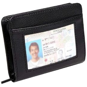 Credit Card Holder Wallet RFID Blocking Leather Wallet for Men and Women with Zipper, Huge Storage Capacity