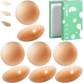 PRETTYWELL Cakes Body Nipple Covers No Show 4 Pairs Large Sticky Nipple Pasties Seamless Reusable Thin Breast Petals