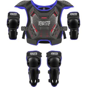Kids Dirt Bike Gear Chest Protector Motocross Gear Motorcycle Body Armor Vest Youth Riding Gear Knee Shin Guard Elbow Pads for Cycling Ski Skateboard Skating Off-Road MTB ATV