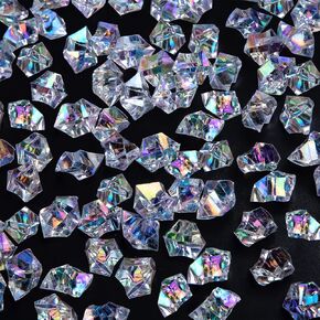 FUTUREPLUSX 180PCS Bright Clear Vase Fillers, Acrylic Fake Crushed Ice Rocks Fish Tank Vase Centerpiece Party Table Scatter Props Display