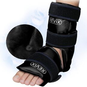 REVIX Ankle Ice Pack Wrap for Foot Pain Relief and Feet Injuries, Reusable Gel Ice Cold Packs for Achilles Tendonitis, Plantar Fasciitis, Sprained Ankles and Heels