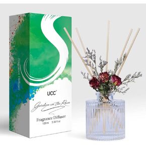 UCC Reed Diffuser Set, 3.38 oz Gardenia in Blossom Premium Scented Diffuser with Flower Sticks Home Fragrance Reed Diffuser for Bathroom Shelf Decor