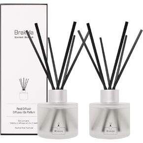 2 Packs Reed Diffuser Set- Bamboo & White Tea Scented Home Fragrance, 16 Diffuser Sticks for Bathroom, Living Room, Home Decor & Office Decor