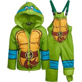 Teenage Mutant Ninja Turtles Boys' Ski Set - 2 Piece Leonardo Ski Jacket and Snow Bib Pants for Toddlers/Little Boys (3T-7)