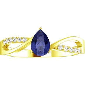 1.08 Carat Classic Twisting Split Shank Yet Elegant Pear Cut Tanzanite Diamond Engagement Ring (1 Ct Center Heirloom Quality AAA+)