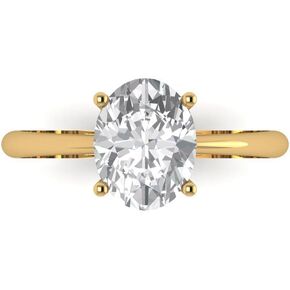 Clara Pucci 2.0 ct Oval Cut Solitaire Genuine Lab Created White Sapphire Bridal Designer Anniversary Engagement Ring 14k Yellow Gold