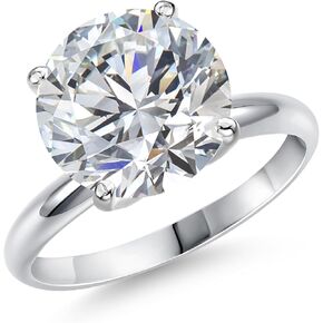 Gem Stone King 5.00 Ct IGI Certified Lab Grown Diamond Solitaire Engagement Ring For Women in 14K White Gold Ring | Round Cut | F-G Color | VS1 Clarity | Available In Size 5, 6, 7, 8, 9