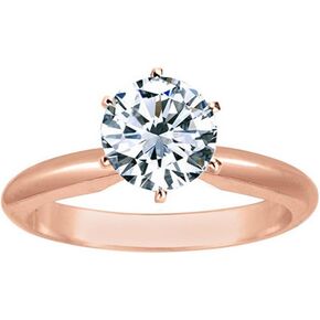 1-2 Carat Round Cut Natural Diamond Solitaire Engagement Ring 14K Rose Gold 6 Prong (K-L, I2) Very Good Cut