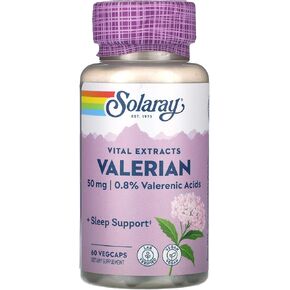 Solaray Valerian Root Extract 50 mg | Relaxation Support for a Healthy Sleep Cycle | 0.8% Valerenic Acids | 60 CT