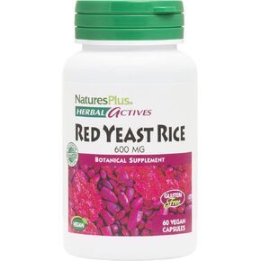 Natures Plus Herbal Actives Red Yeast Rice - 600 mg, 120 Vegan Capsules - Vegetarian, Gluten-Free - 120 Servings