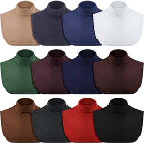 12 Pcs Fake Turtleneck Dickey Detachable Collars Set Mock Turtleneck Half Top Mock Blouse Collar Cotton Collar for Women Men (Stylish Colors)