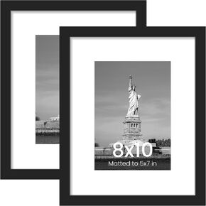ENJOYBASICS 12x16 Picture Frame, Display Poster 9x12 with Mat or 12 x 16 Without Mat, Wall Gallery Photo Frames, Black, 2 Pack