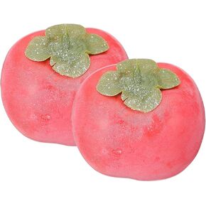 PATIKIL 2 Pcs Artificial Persimmon, Foam Simulation Fake Yellow Persimmon Lifelike Realistic Faux Fake Fruit Model for Home Kitchen Party Decoration, Photography Props