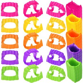 144 Pieces Halloween Plastic Vampire Teeth Vampire Fangs Fake Werewolf Teeth for Masquerade Parties Costume Accessory (Orange, Purple, Black, Green)