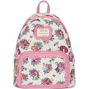 Loungefly Disney Princess Tattoo All Over Print Womens Double Strap Shoulder Bag Purse