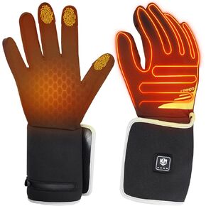 KEMIMOTO Heated Motorcycle Gloves Liners,Heated Gloves Liners for Men Women,Thin Heated Work GlovesTouchscreen with Rechargeable Battery Last Up to 7H for Skiing Cycling Golf Hunting Hiking Driving