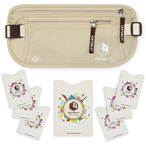 Slim Minimalist Design RFID Money Belt with RFID Blocking Sleeves, for Men and Women – Ideal for Keeping Your Cash, Credit Card, Passport, Phone Safe When Traveling