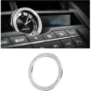 PIFOOG for Lexus Clock Cover Bling Time Decoration Ring Round Rhinestone Decals Car Interior Trim Decor Accessory for Lexus NX 2016 2017 NX 200 300 Silver (Clock Cover)