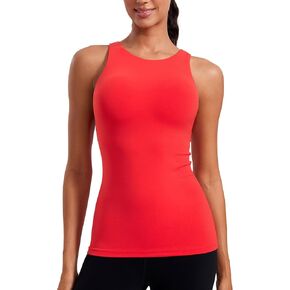 CRZ YOGA Butterluxe Womens Racerback High Neck Tank Top - with Built in Bra Workout Padded Yoga Athletic Camisole