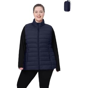 Plus Size Women's Packable Puffer Vest 1X-6X Water-Resistant Quilted Puffy Vest (Exclusively for Plus Size)