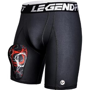 Youth Boys Compression Shorts w/Cup Protector Athletic Sliding Underwear Baseball Football Lacrosse Cricket