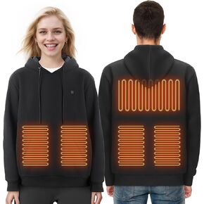 VEVOR Heated Jackets for Women Men with Battery Pack 7.4V, Heated Hoodie with 5 Heating Zones, Winter Outdoor Heated Coat
