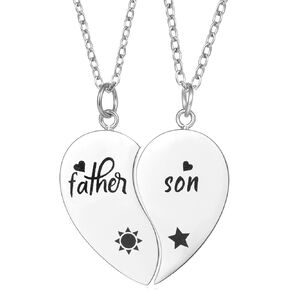 Yonhon Father Son Necklace for 2,Dad Son Matching Necklace Set for 2