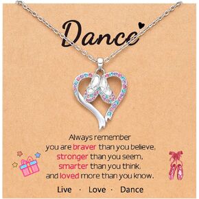 Ballerina Necklace Gifts for Girls, Dance Recital Gifts for Girl Birthday Graduation Christmas Gifts, Jewelry for Girls