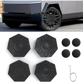4PCS Wheel Center Caps Cover Compatible with Tesla Cybertruck Accessories, Hexagon Center Cover Replacement Waterproof Cybertruck Wheel Caps Hub for 2023 2024 Cyber Truck Accessories Exterior,Black
