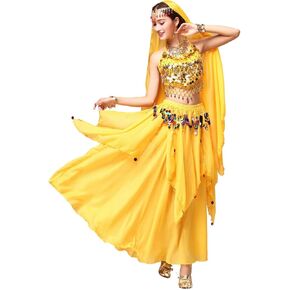 Women's Belly Dance Dress Crop Sequin top Chiffon Dress Halloween Dress