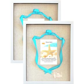 Tasse Verre Display Shadow Box Frame (2-Pack) - Ready to Hang Shadowbox Picture - Easy to Use - Box Display, Baby, Sports Uniforms, Military Medals, Pins, Wedding. (Black, 8x8)
