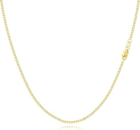 KECHO 0.8mm 14kt Yellow Gold Box-Chain Necklace 14 Inch- 22 Inch in Saudi Arabia