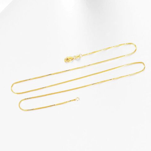 KECHO 0.8mm 14kt Yellow Gold Box-Chain Necklace 14 Inch- 22 Inch in Saudi Arabia