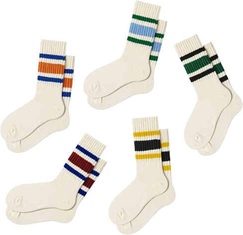 Fun Novelty Striped Retro Crew Socks For Women Sporty Calf Casual Cotton Socks Women in Saudi Arabia