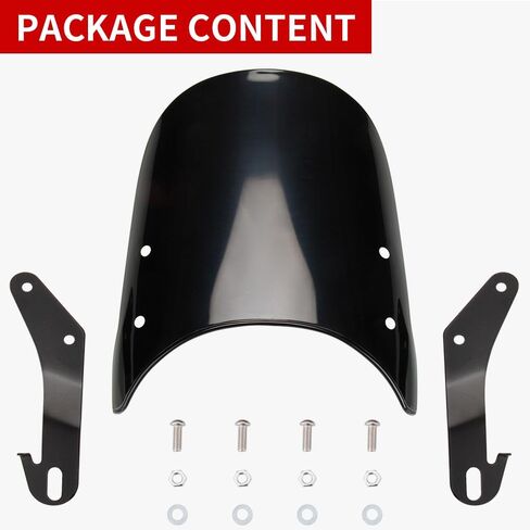 Universal Motorcycle Windshield for Motorbike 7" Headlight Windscreen Deflector Front Flyscreen with Mount Compatible with Harley Suzuki Honda Triumph Cruiser Cafe Racer (Medium Black) in Saudi Arabia