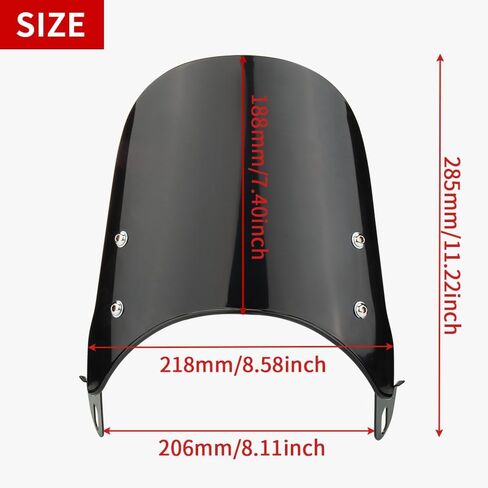 Universal Motorcycle Windshield for Motorbike 7" Headlight Windscreen Deflector Front Flyscreen with Mount Compatible with Harley Suzuki Honda Triumph Cruiser Cafe Racer (Medium Black) in Saudi Arabia