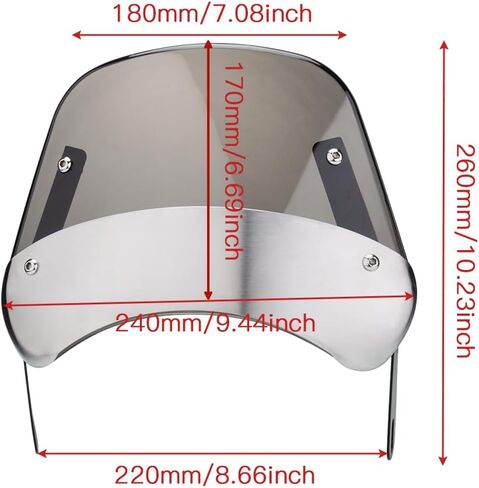 Universal Motorcycle Windshield for Motorbike 7" Headlight Windscreen Deflector Front Flyscreen with Mount Compatible with Harley Suzuki Honda Triumph Cruiser Cafe Racer (Medium Black) in Saudi Arabia