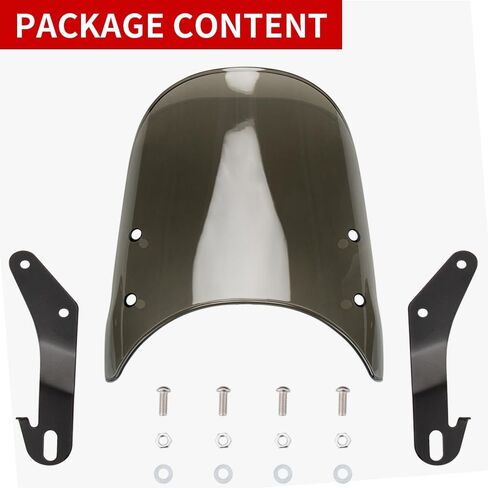 Universal Motorcycle Windshield for Motorbike 7" Headlight Windscreen Deflector Front Flyscreen with Mount Compatible with Harley Suzuki Honda Triumph Cruiser Cafe Racer (Medium Black) in Saudi Arabia