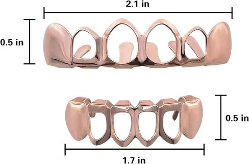 Open Face Grillz Teeth 24k Gold Grillz Plated Caps New Custom Fit Top & Bottom Grill Set for Kids + Extra Molding Bars + Microfiber Cloth in Kuwait