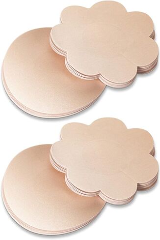YISIBIA 80 Pieces Nipple Covers For Women Disposable Adhesive Natural & Invisible Satin Nipple Pasties Stickers Breast Petals in Kuwait