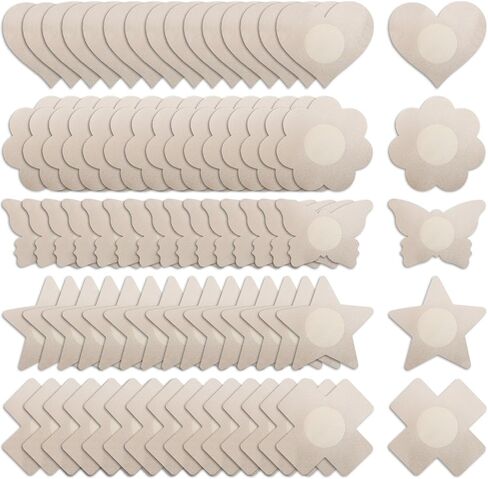 YISIBIA 80 Pieces Nipple Covers For Women Disposable Adhesive Natural & Invisible Satin Nipple Pasties Stickers Breast Petals in Kuwait
