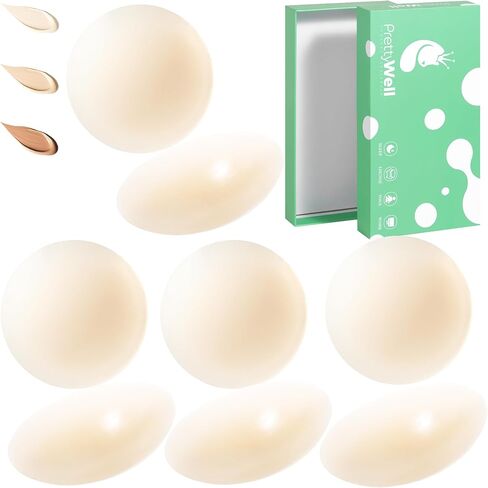 PRETTYWELL Cakes Body Nipple Covers No Show 4 Pairs Large Sticky Nipple Pasties Seamless Reusable Thin Breast Petals in Kuwait