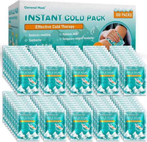 General Medi Instant Ice Cold Pack (4"x 5.5") – 25 Packs Disposable Cold Therapy Ice Packs for Pain Relief, Swelling, Inflammation, Sprains, Toothache – for Athletes & Outdoor Activities in Saudi Arabia