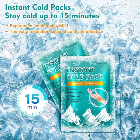 General Medi Instant Ice Cold Pack (4"x 5.5") – 25 Packs Disposable Cold Therapy Ice Packs for Pain Relief, Swelling, Inflammation, Sprains, Toothache – for Athletes & Outdoor Activities in Saudi Arabia