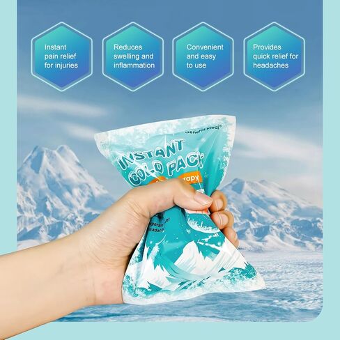 General Medi Instant Ice Cold Pack (4"x 5.5") – 25 Packs Disposable Cold Therapy Ice Packs for Pain Relief, Swelling, Inflammation, Sprains, Toothache – for Athletes & Outdoor Activities in Saudi Arabia