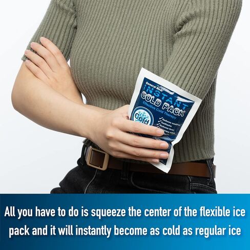 General Medi Instant Ice Cold Pack (4"x 5.5") – 25 Packs Disposable Cold Therapy Ice Packs for Pain Relief, Swelling, Inflammation, Sprains, Toothache – for Athletes & Outdoor Activities in Saudi Arabia