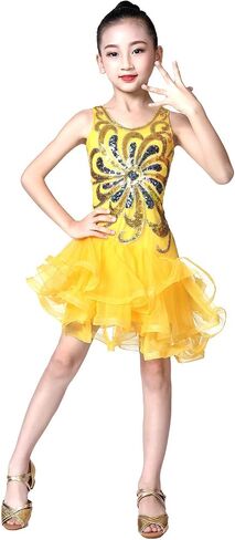 Happy Cherry Girls Sequins Dance Outfits Latin Salsa Ballroom Costumes in Saudi Arabia
