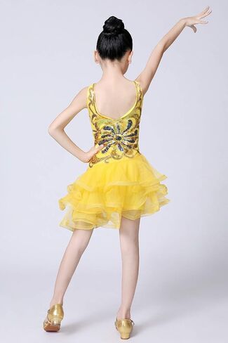 Happy Cherry Girls Sequins Dance Outfits Latin Salsa Ballroom Costumes in Saudi Arabia