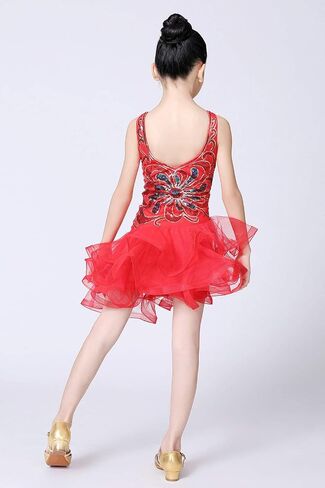 Happy Cherry Girls Sequins Dance Outfits Latin Salsa Ballroom Costumes in Saudi Arabia